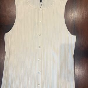PAIGE Sleeveless White Button-Down Shirt